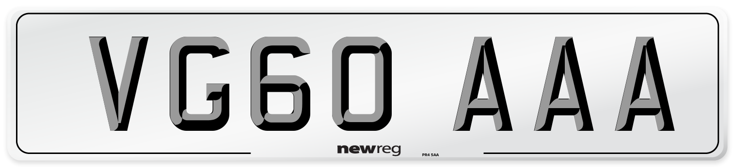 VG60 AAA Number Plate from New Reg